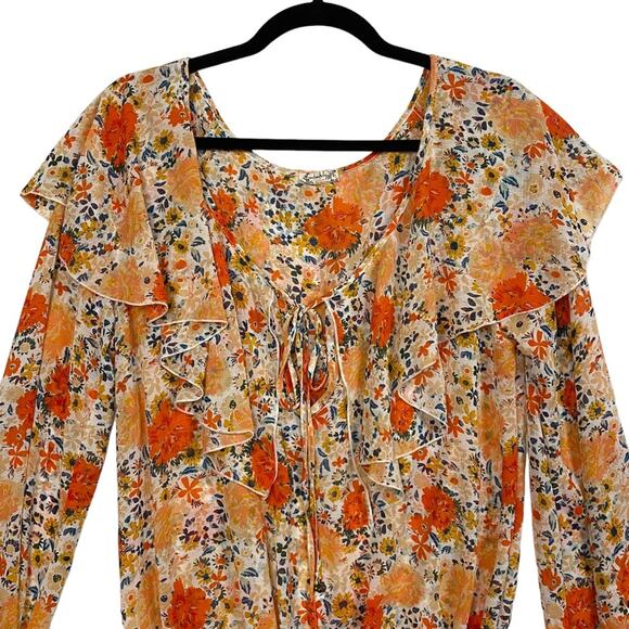 Free People Intimately Free Say It To Me Floral Boho Prairie Bodysuit Size Small - Picture 4 of 11